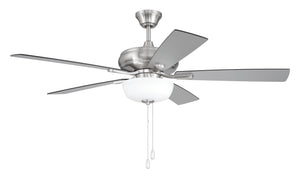EOS 2 Light Frosted White Bowl 52" Ceiling Fan 2-Light Fan Brushed Polished Nickel