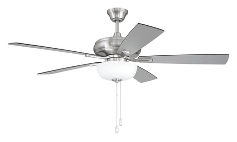 EOS 2 Light Frosted White Bowl 52" Ceiling Fan 2-Light Fan Brushed Polished Nickel