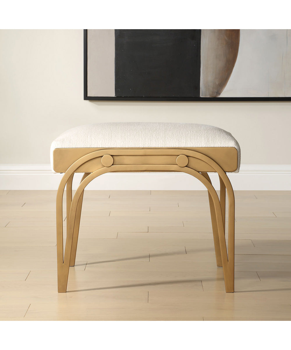 Accent Furniture with Fabric Cushion Antique Brushed Brass