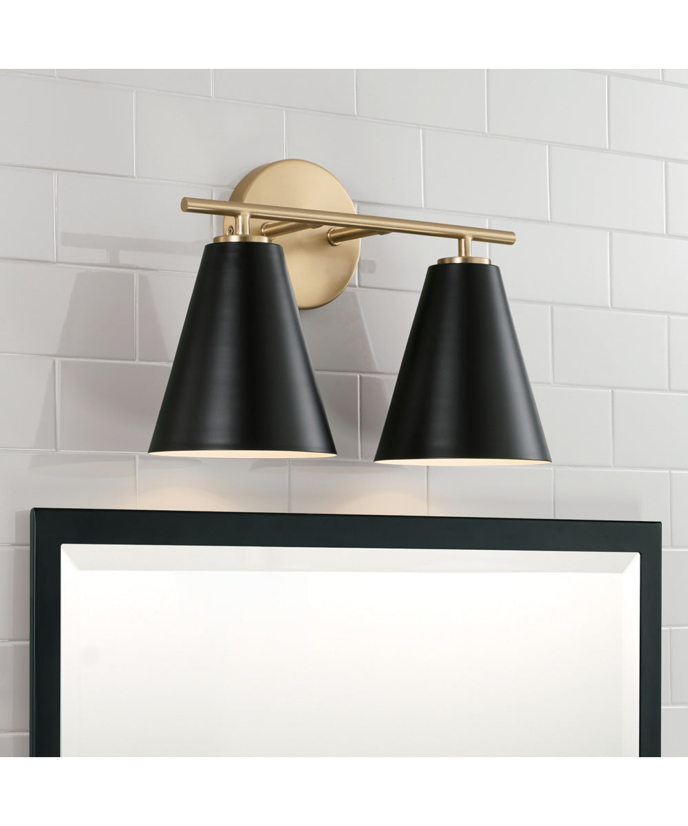 Charlie 2-Light Vanity Matte Brass and Black