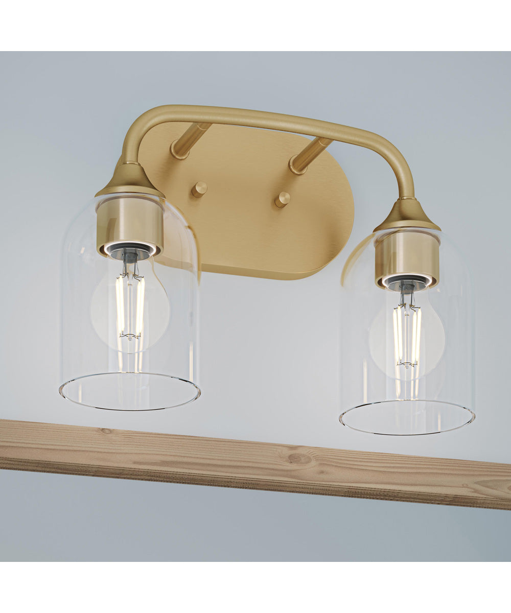 Ilia 2-Light Bath Vanity with Clear Glass Shade Brushed Gold