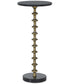 Accent Table with Sculptural Pedestal in Antique Brass and Black Marble