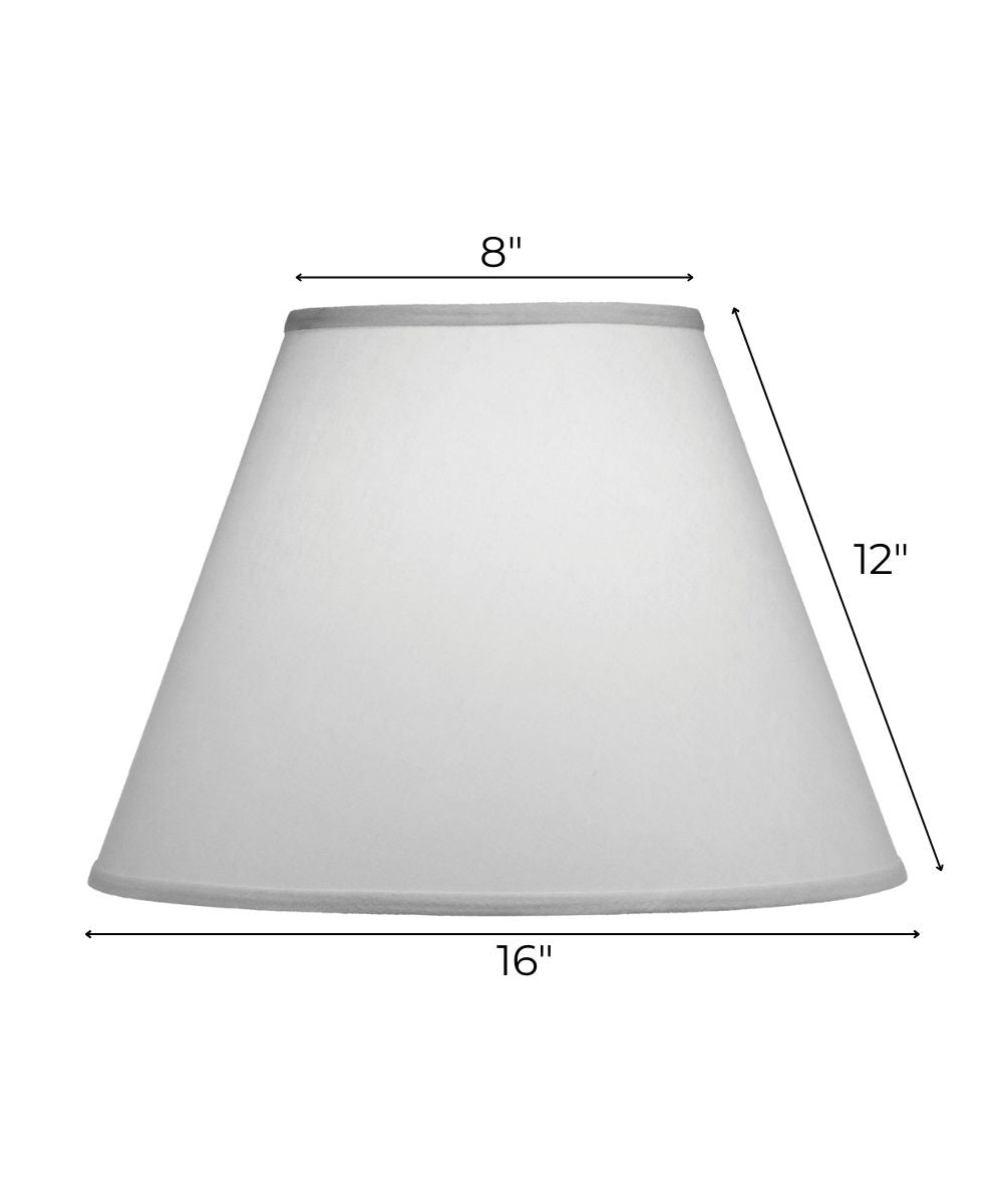 8x16x12 White Butcher Linen Empire Hardback Lampshade