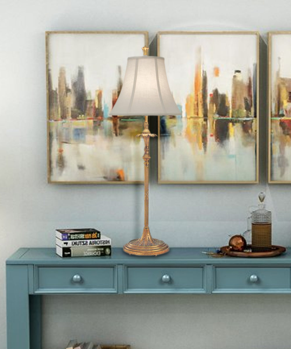 34"H Polished Honey Brass Signature by Stiffel Buffet Lamp, 3-Way