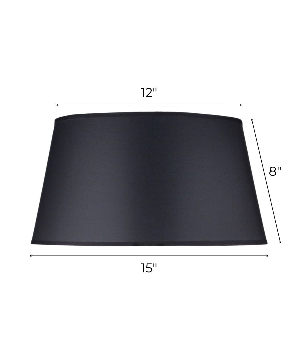12x15x8 Black Opaque/Gold Foil Tapered Drum Hardback Lampshade