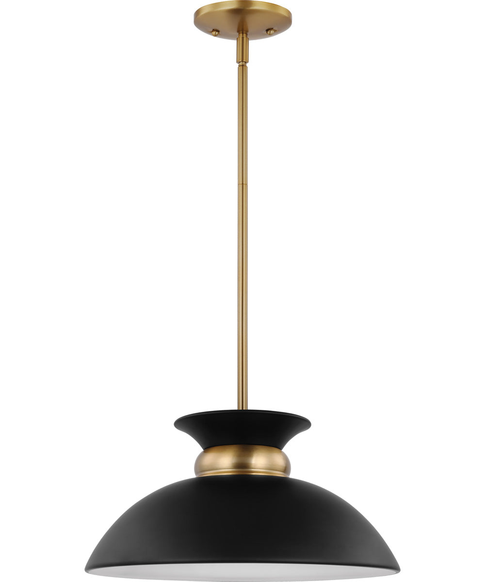 Perkins 1-Light Pendant Matte Black / Burnished Brass