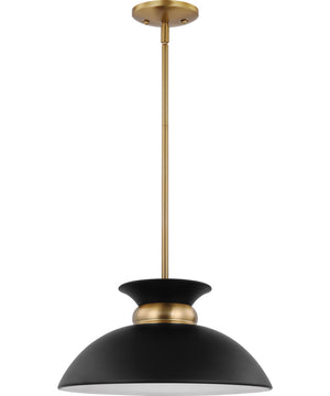 Perkins 1-Light Pendant Matte Black / Burnished Brass