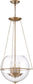 19"W Odyssey 4-Light Pendant Vintage Brass / Clear
