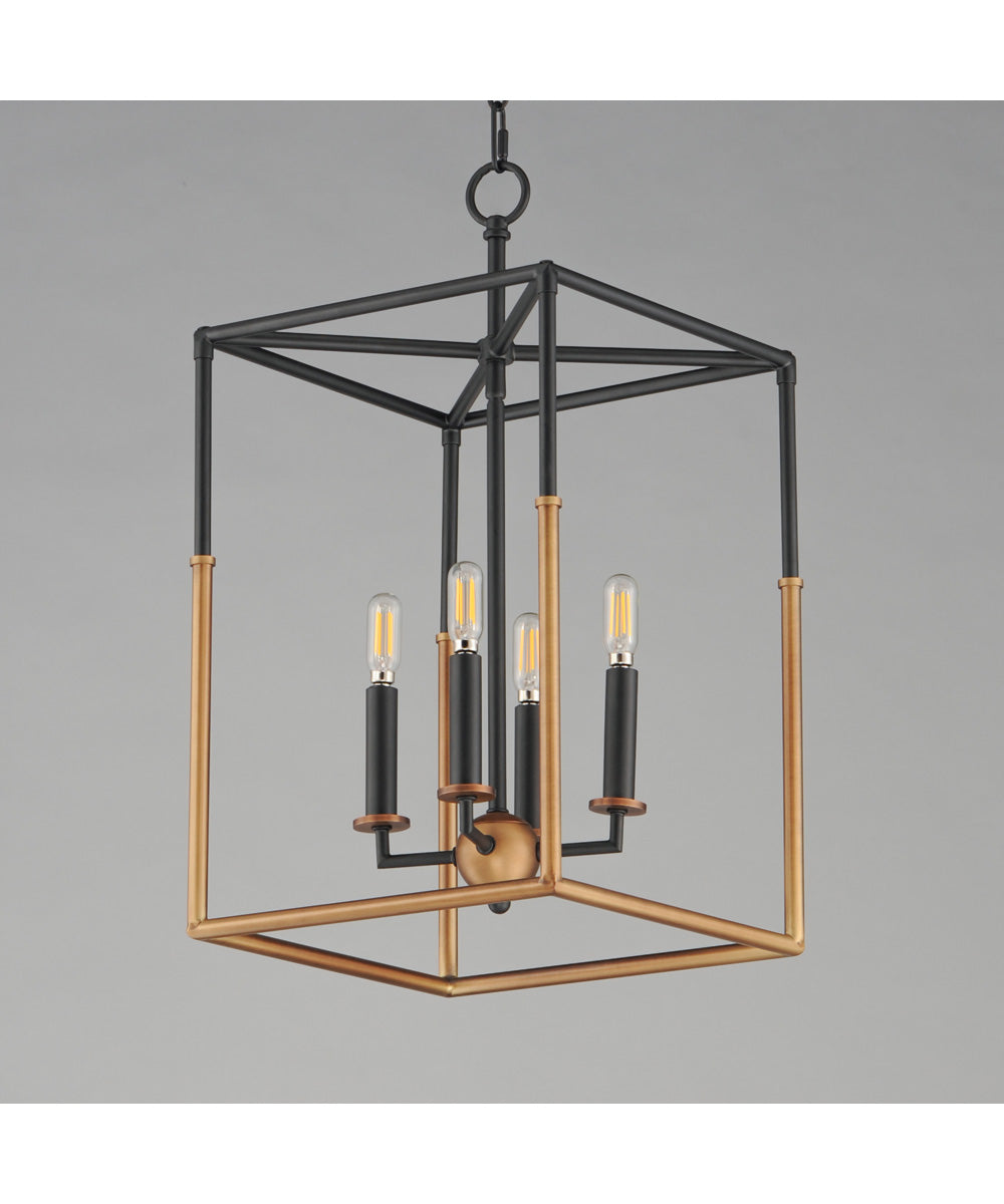 Soho 4-Light Pendant Black/Weathered Brass