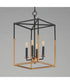 Soho 4-Light Pendant Black/Weathered Brass