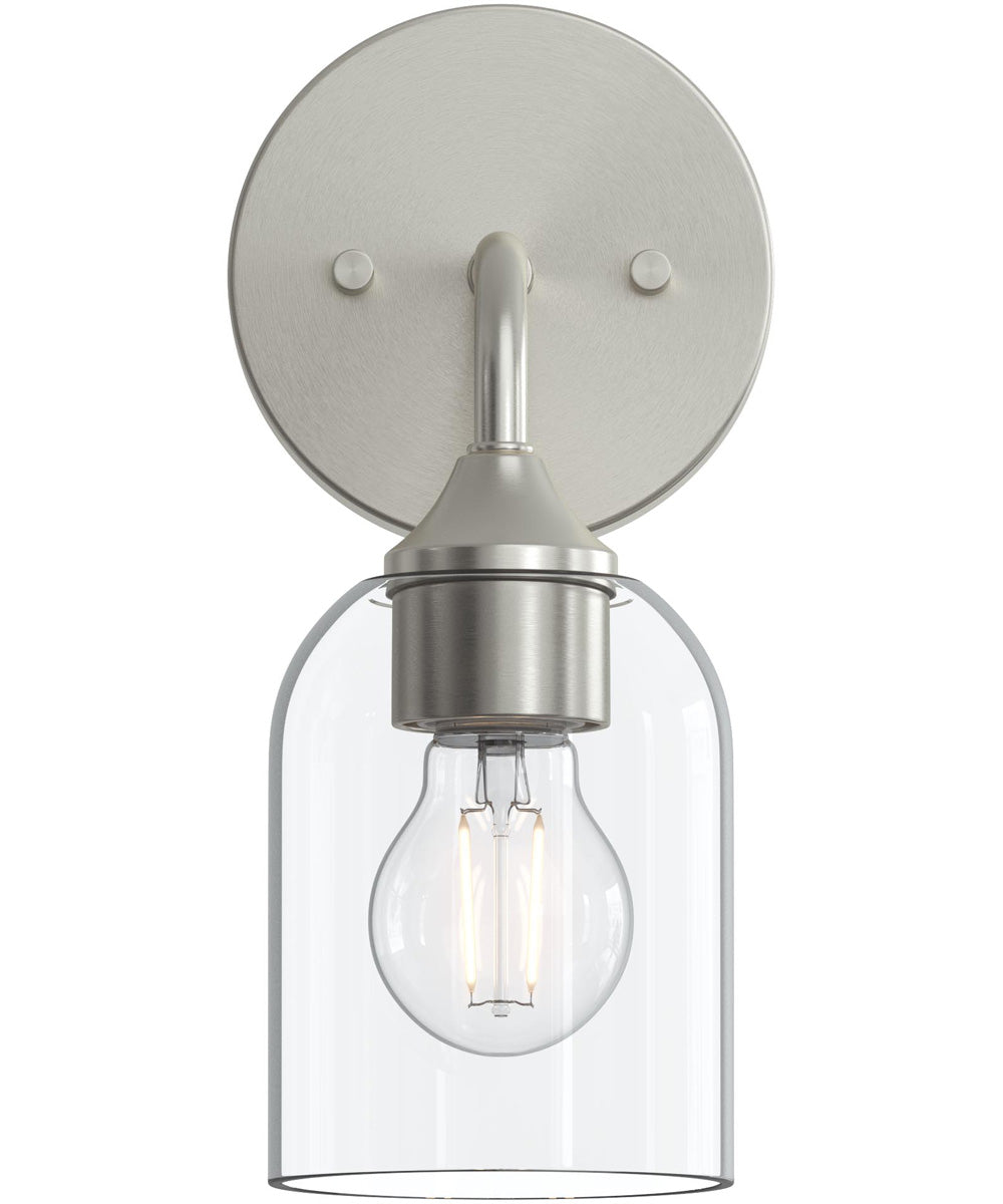 Ilia 1-Light Wall Sconce with Clear Glass Shade Brushed Nickel