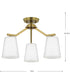 Vertex 3-Light Etched White Convertible Chandelier Brushed Gold