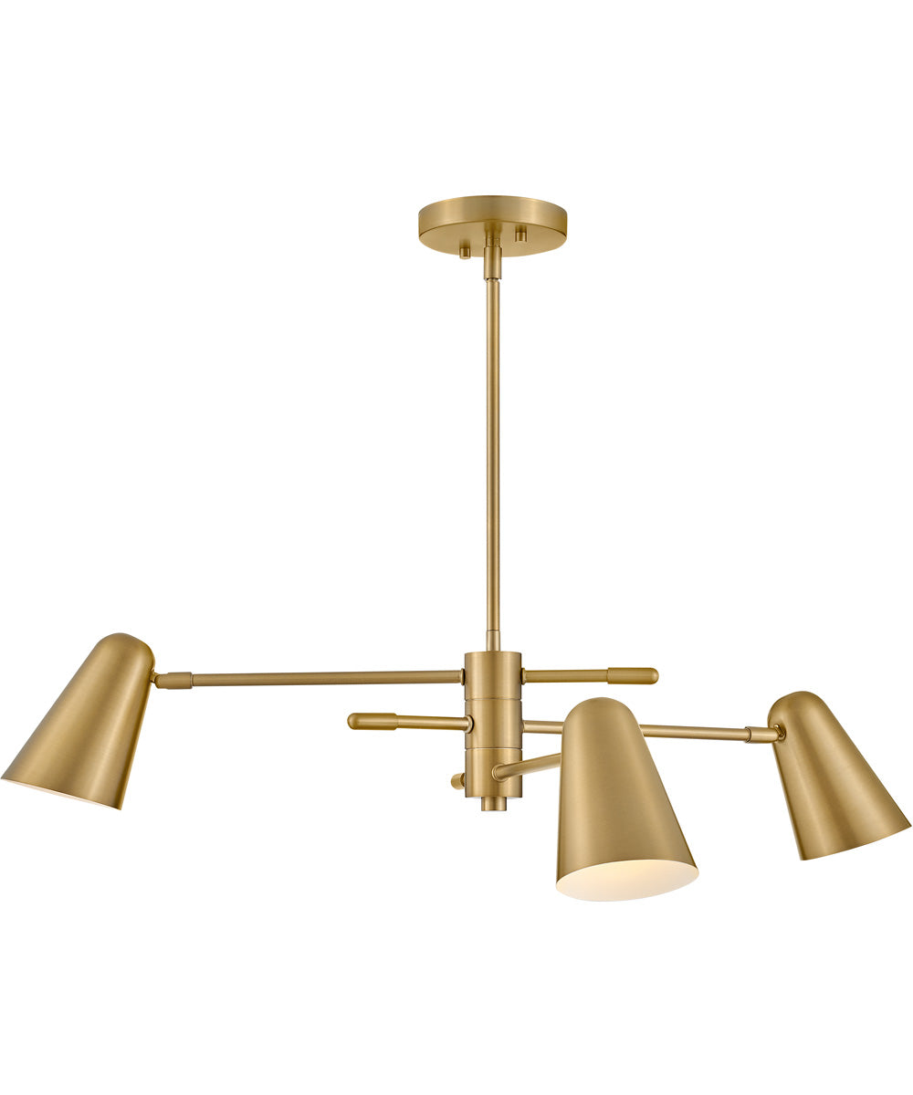Birdie 3-Light Medium Convertible Mobile Single Tier Chandelier in Lacquered Brass