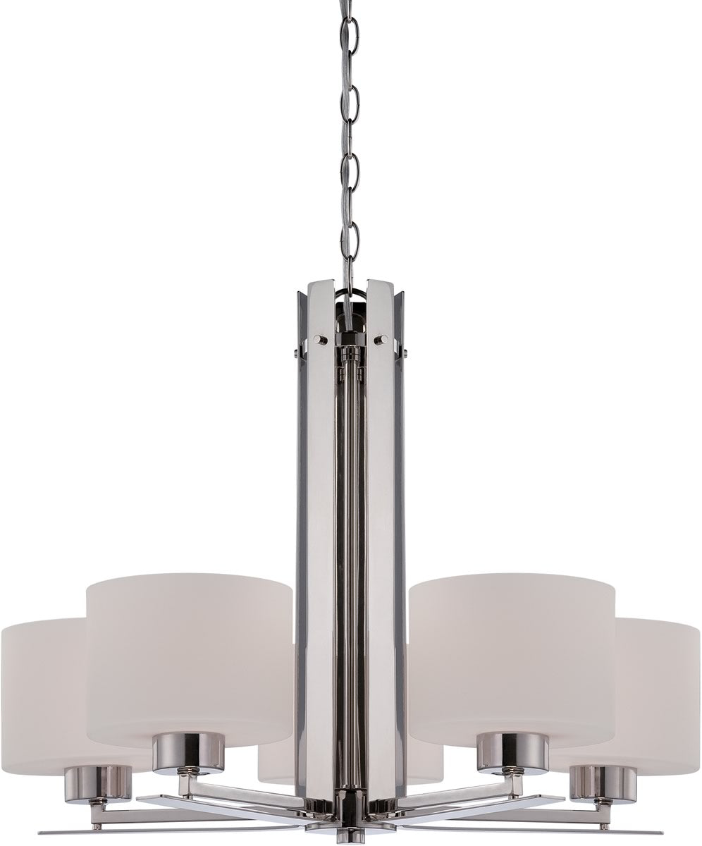 26"W Parallel 5-Light Chandelier Polished Nickel