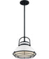 12"W Upton 1-Light Pendant Gloss White / Black Accents