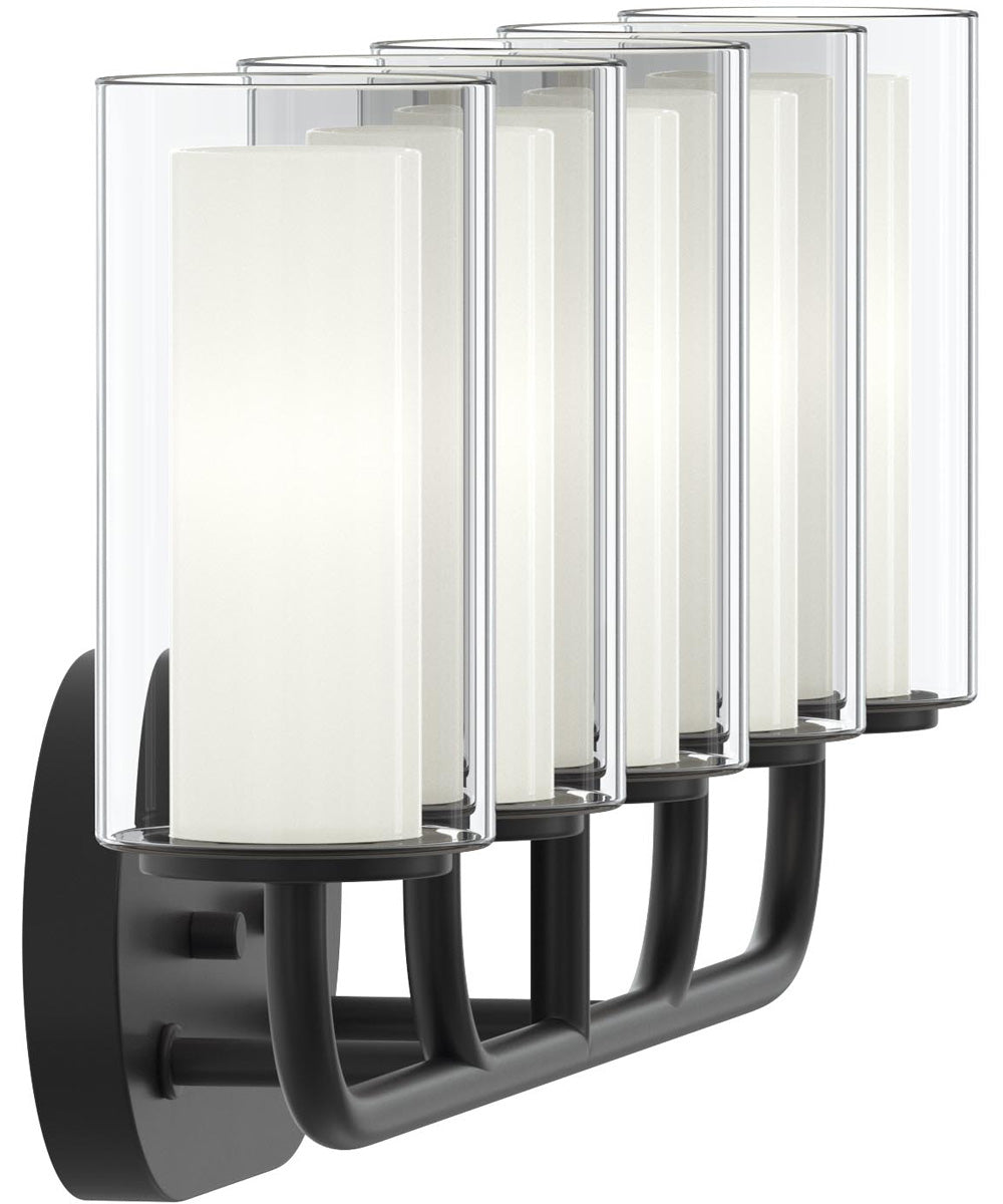 Mack 3-Light Vanity Light with Layered Glass Shades Matte Black