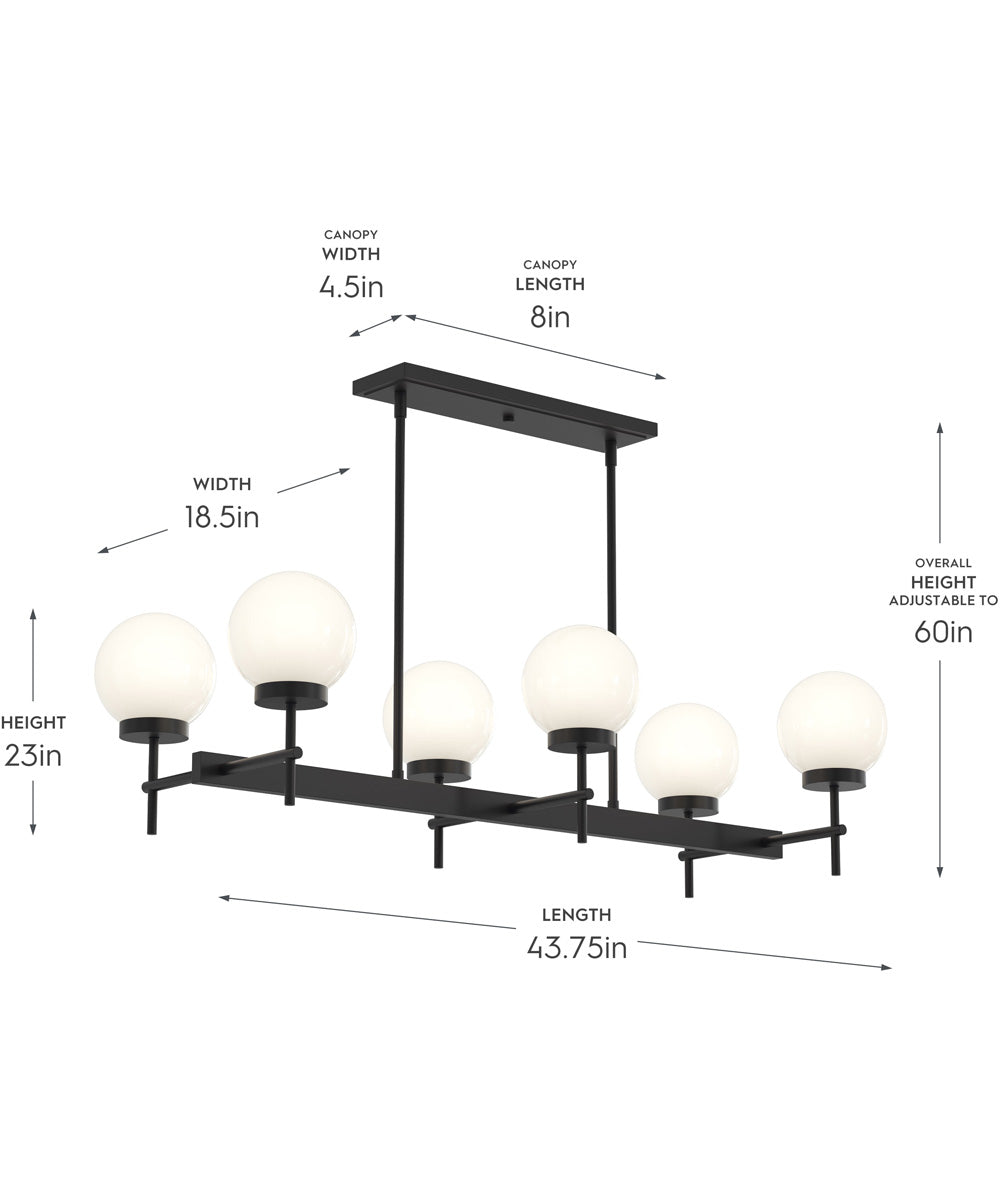 Rigsby 6-Light Linear Chandelier Matte Black