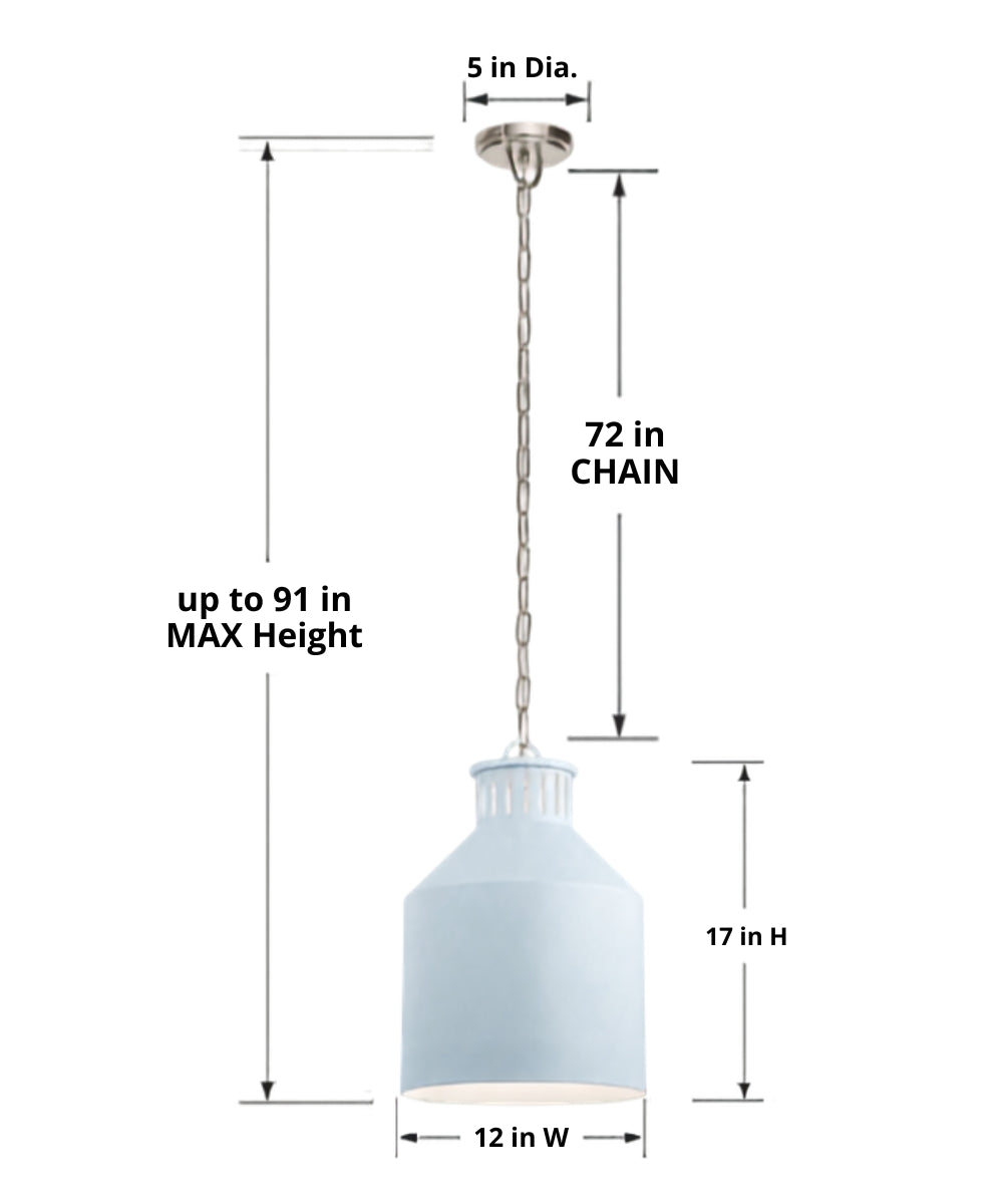 12"w Montauk 3-Light Vintage Pendant Light Fixture Calming Light Blue Finish by Kichler