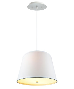 16" W 2 Light Pendant White Shade with Diffuser, White Cord
