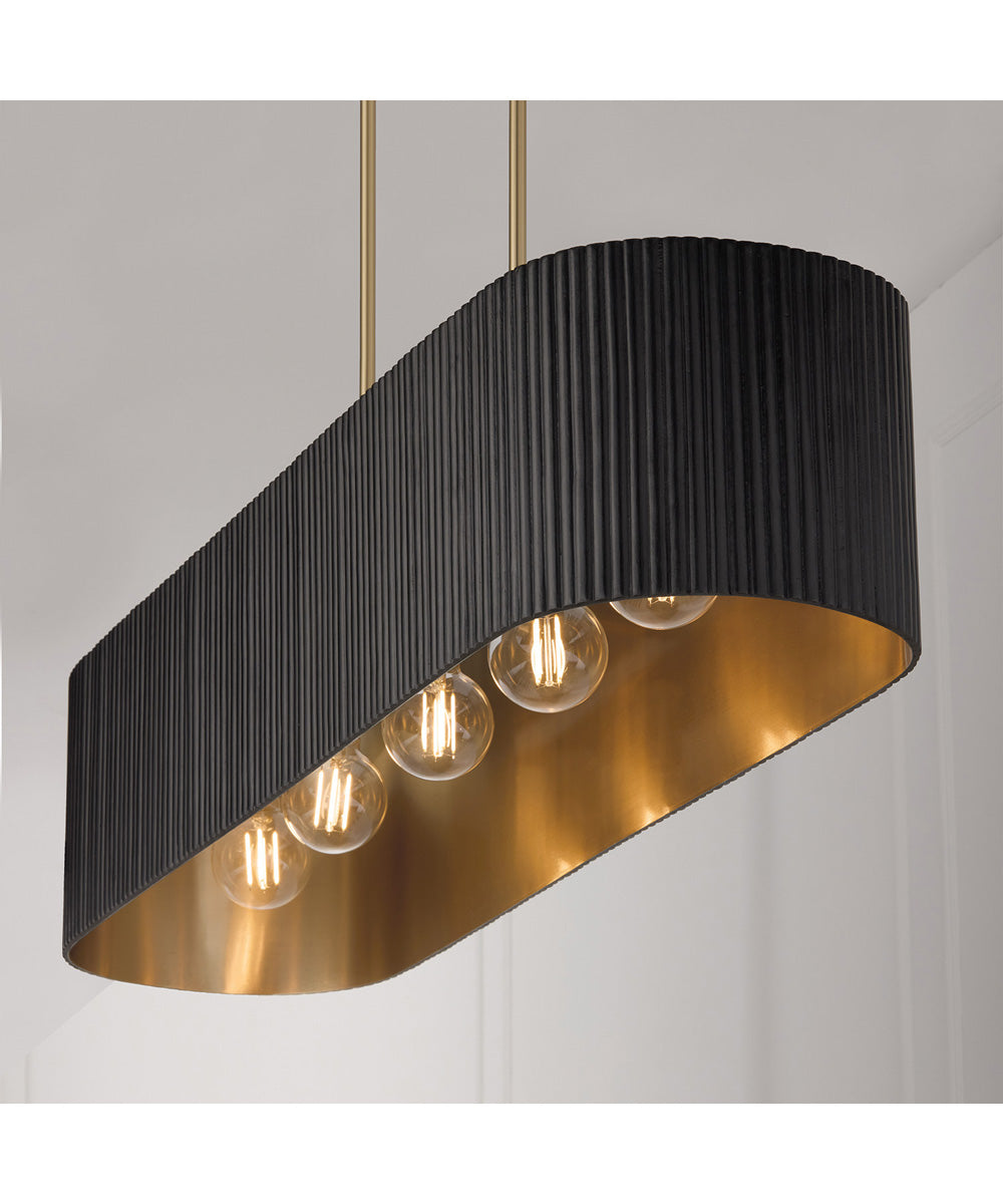Donovan 5-Light Island Black Stain and Matte Brass