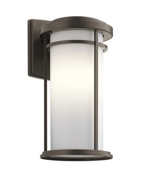 20"h Toman 1-Light Large Outdoor Wall Light Black Finish with Satin Etched Opal Glass Shade