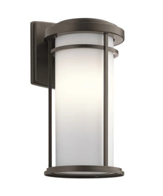 20"h Toman 1-Light Large Outdoor Wall Light Black Finish with Satin Etched Opal Glass Shade