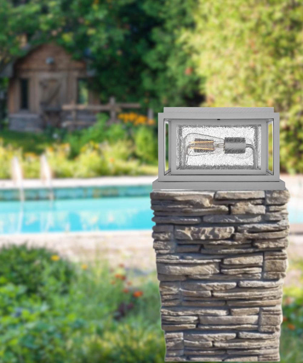 Republic 2-Light Small Pier Mount Lantern 12v in Satin Nickel