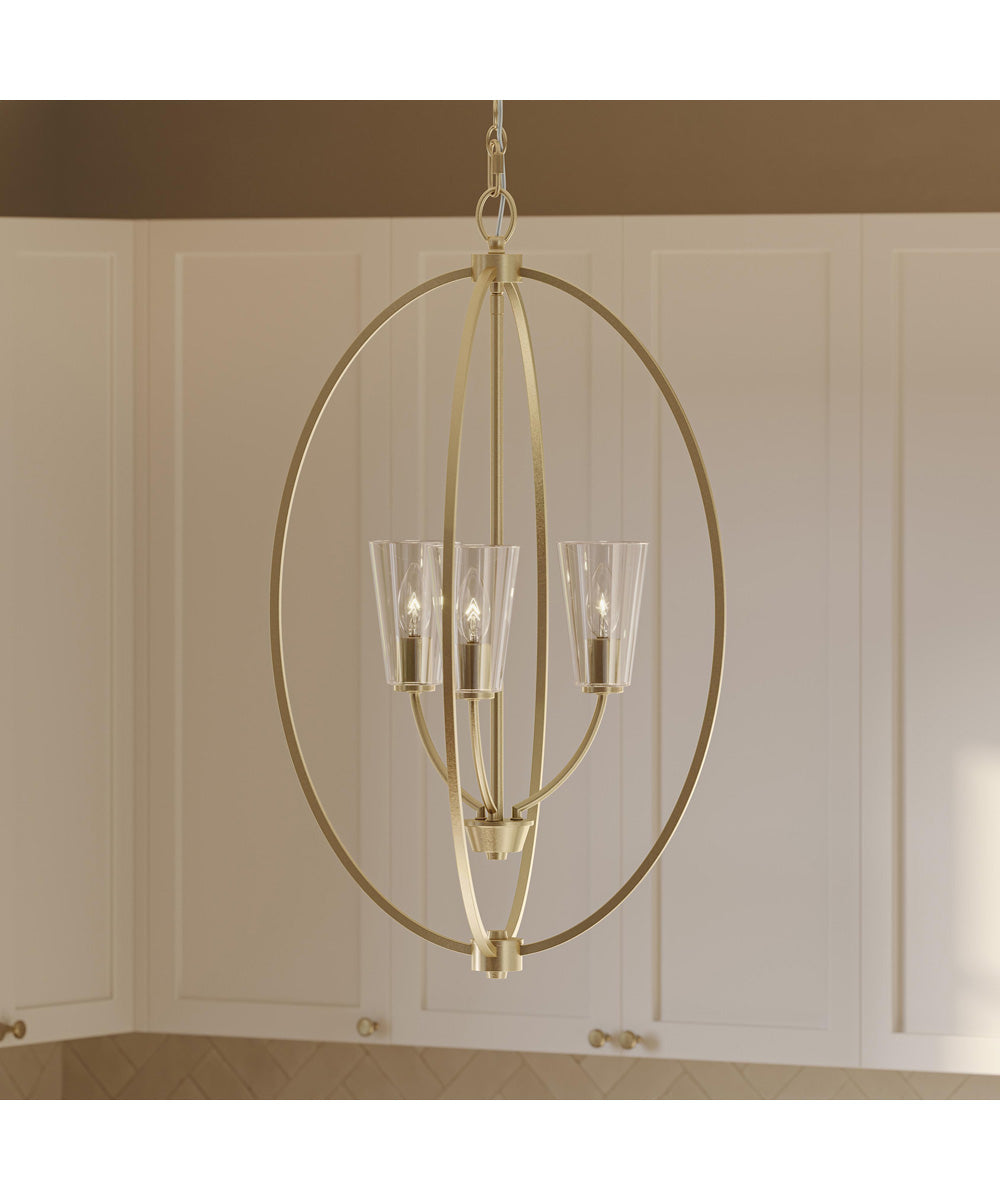 Jheni 3-Light Foyer Pendant with Clear Glass Shades Brushed Gold