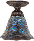 8" Wide Tiffany Peacock Feather Flushmount