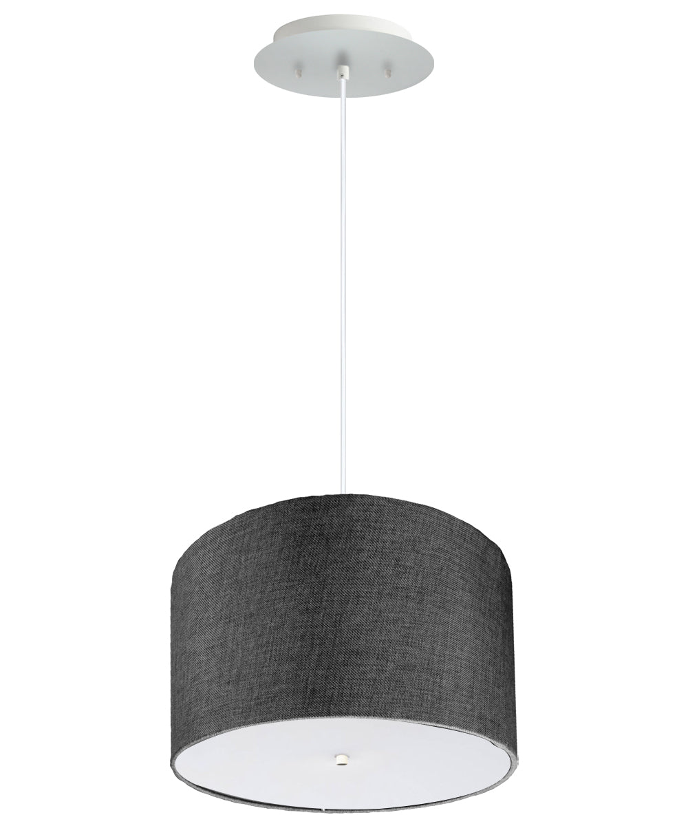 14" W 2 Light Pendant Granite Gray Shade with Diffuser, White Cord