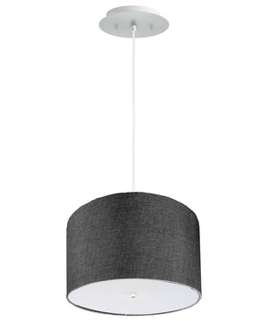 14" W 2 Light Pendant Granite Gray Shade with Diffuser, White Cord
