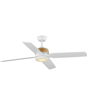 Shaffer II 56 in. 4-Blade Ceiling Fan with Integrated LED Lamped Light Natural Jute Accents Satin White