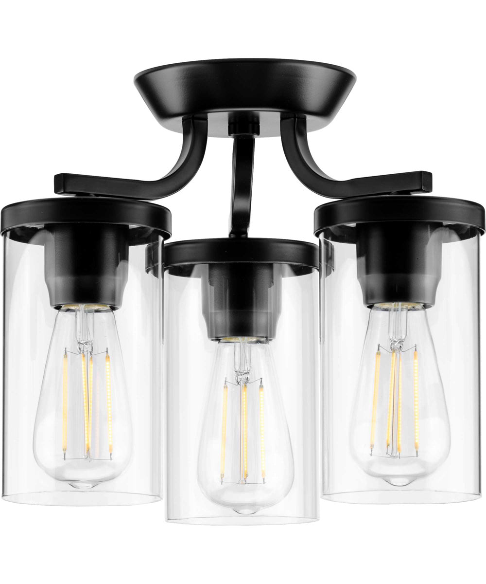 Lassiter Black 3-Light Semi-Flush Mount Matte Black