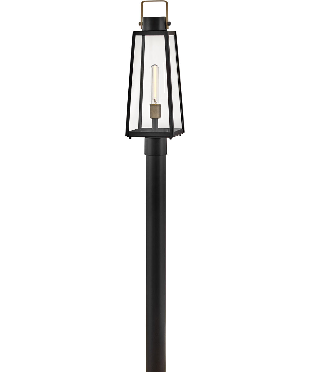 Hugh 1-Light Large Post Mount Lantern in Black