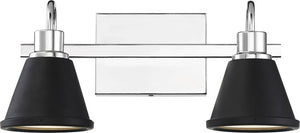 16"W Bette 2-Light LED Vanity & Wall Polished Nickel / Matte Black