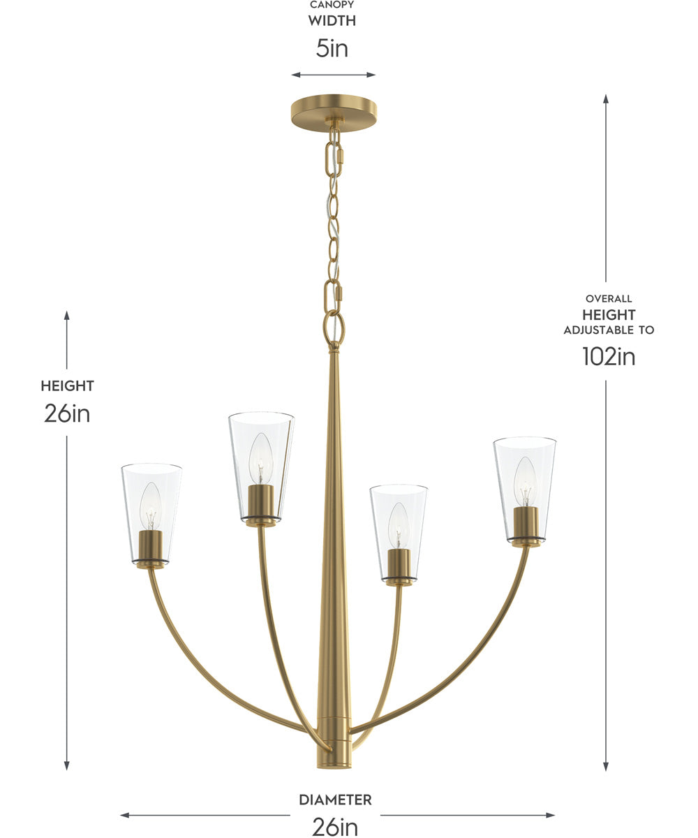 Jheni 4-Light Chandelier with Clear Glass Shades Brushed Gold