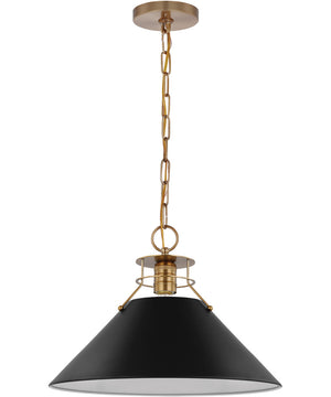 Outpost 1-Light Pendant Matte Black / Burnished Brass