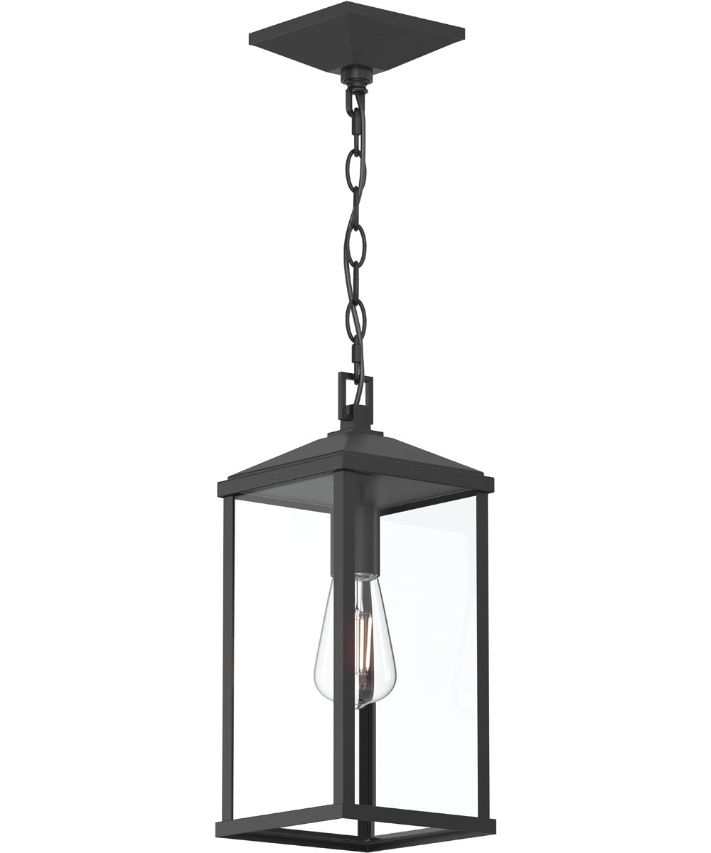 Cantley Outdoor Pendant with Clear Glass Panels Matte Black