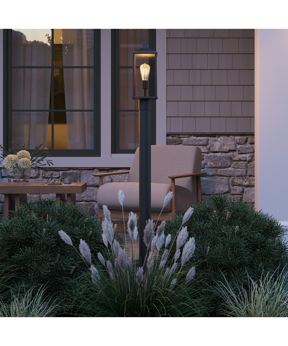 Cantley Outdoor Post Mount Lantern Light with Clear Glass Panels Matte Black