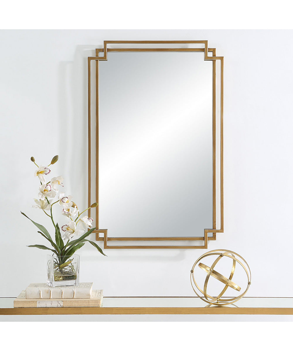22x34" Wall Mirror in Brushed Gold with Subtle Silver