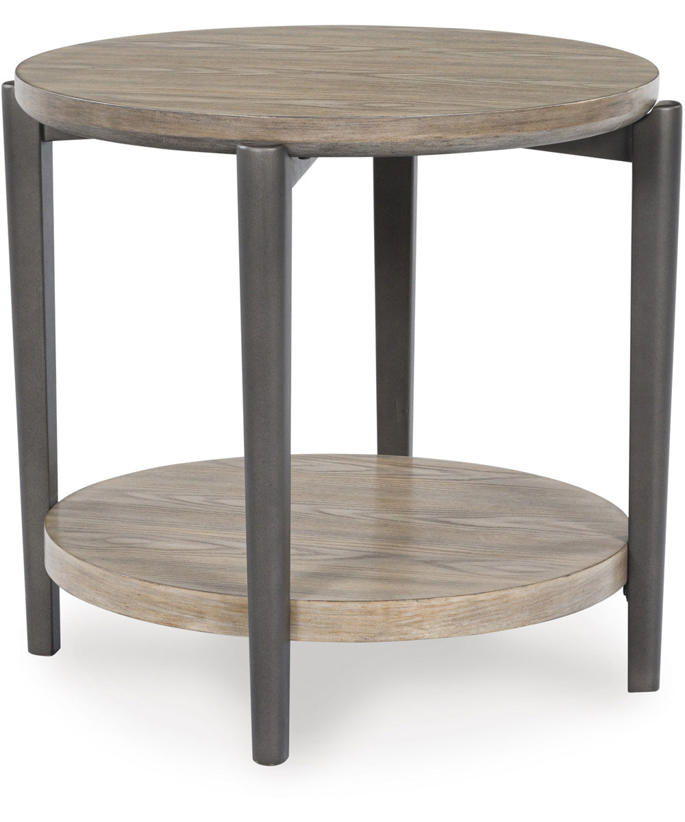 Dyonton Round End Table Light Grayish Brown