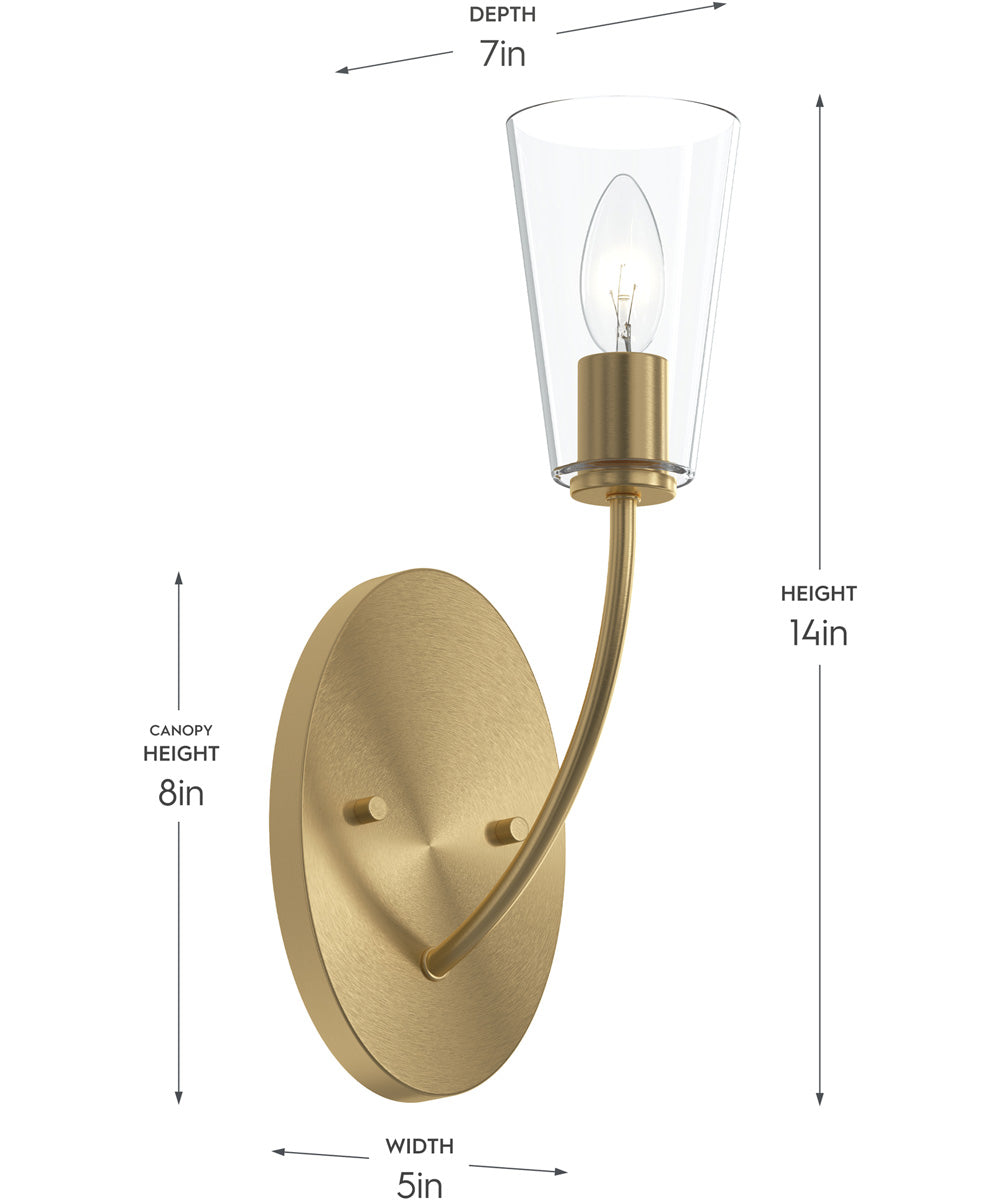 Jheni 1-Light Wall Sconce with Clear Glass Shades Brushed Gold