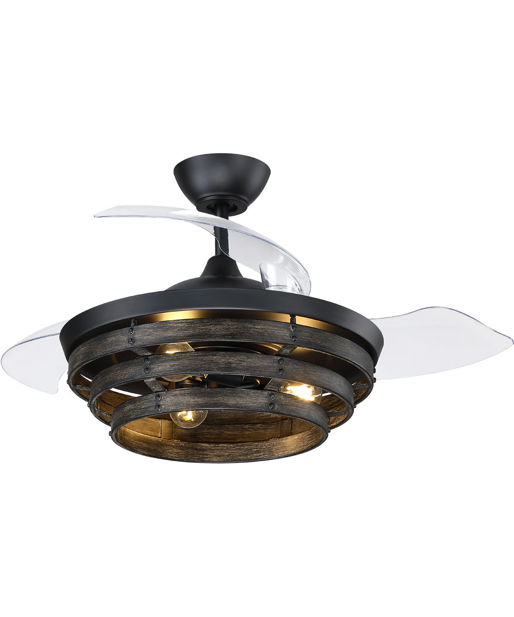 Whiskey 42 Hidden Blades 3-Light Fan Flat Black