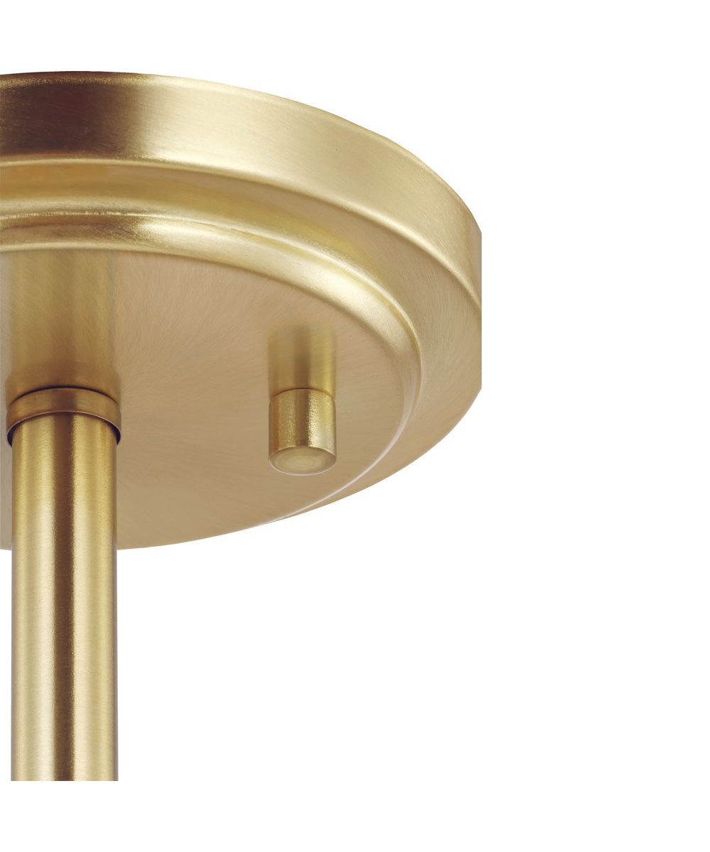 Adley 3-Light Etched White Glass Semi-Flush Convertible Light Satin Brass