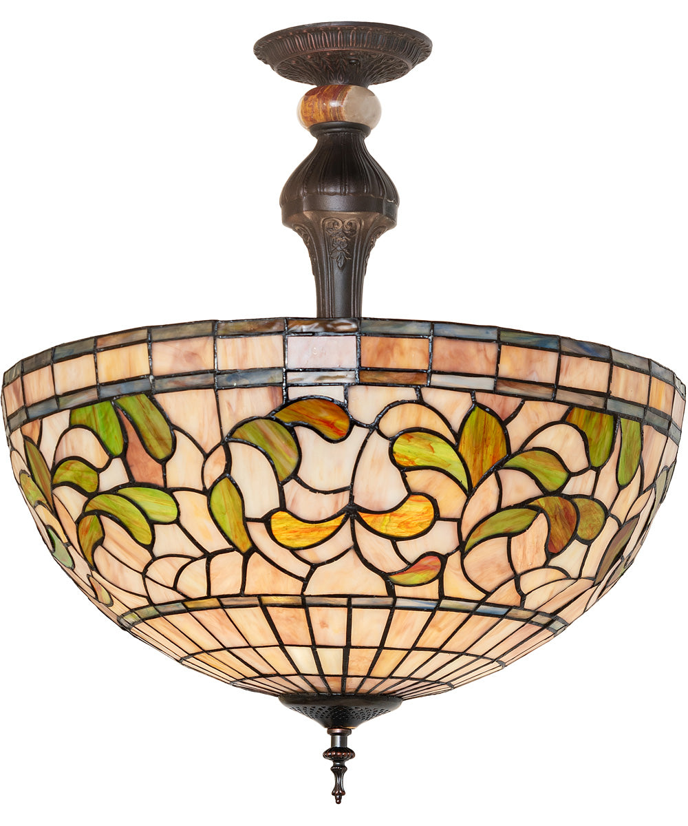 20" Wide Tiffany Turning Leaf Semi-Flushmount