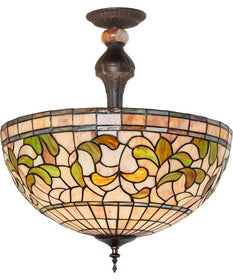 20" Wide Tiffany Turning Leaf Semi-Flushmount