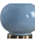 Ceramic Gourd Table Lamp in Powder Blue with White Linen
