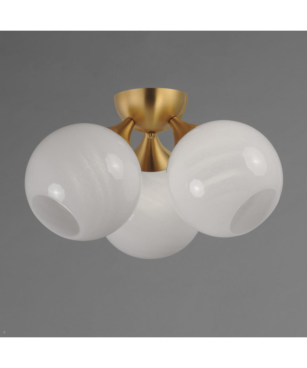 Neve 3-Light Semi Flush Natural Aged Brass