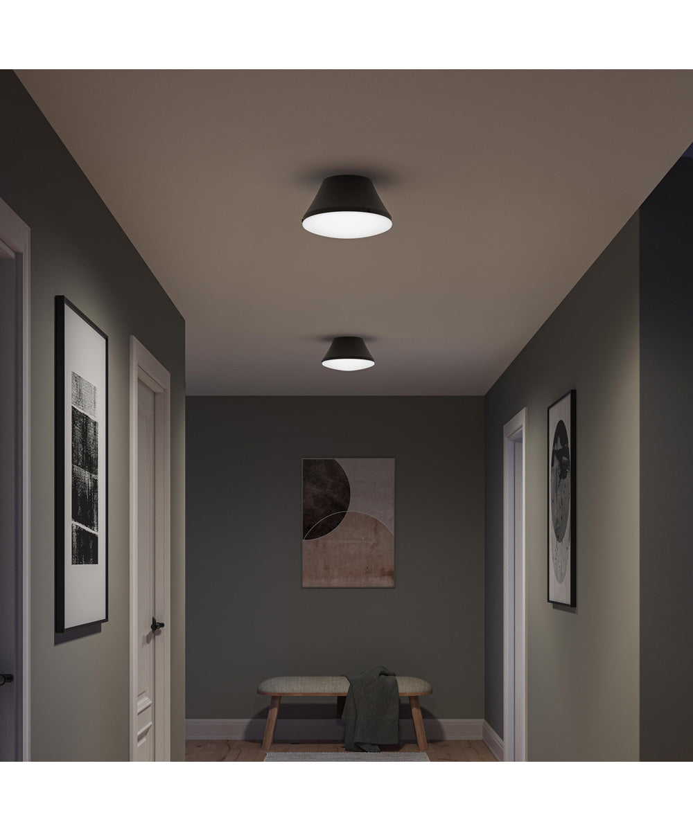 Avra Medium 2-Light Flush Mount with Etched White Glass Shade Matte Black