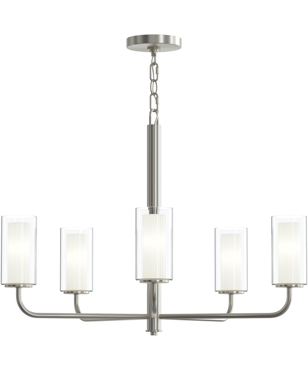 Mack 5-Light Chandelier with Layered Glass Shades Brushed Nickel
